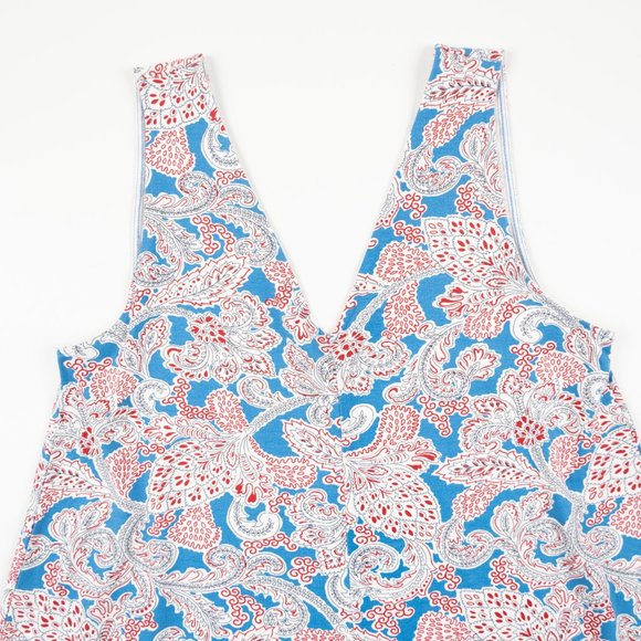 LOFT white/blue/red floral print stretch mini swing dress sundress size S - Picture 5 of 7